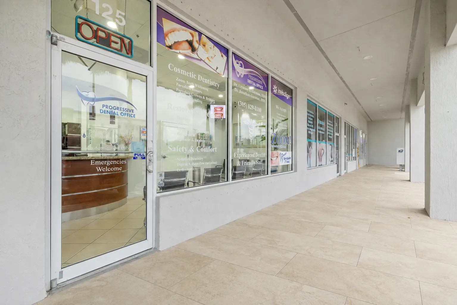 Exterior entrance of Progressive Dental Office, suite 125